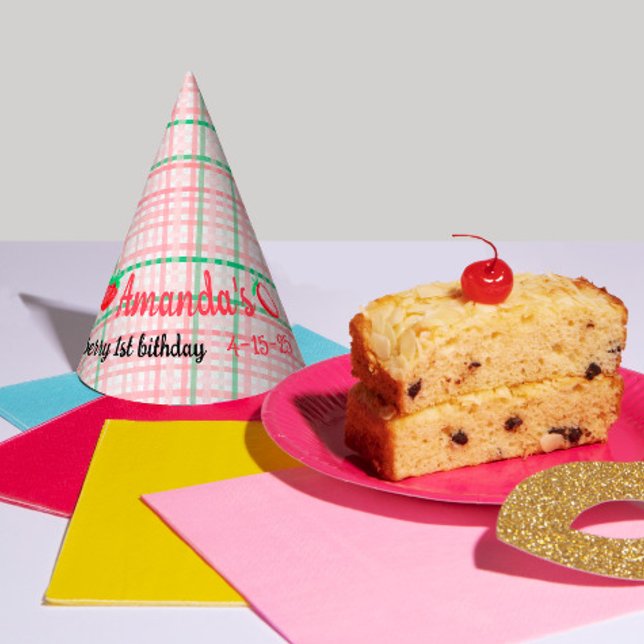 Strawberry 1st birthday party berry first party hat (Creator Uploaded)