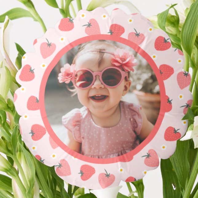 Strawberry 1st Birthday Party Berry First Photo  Balloon (strawberry photo birthday party balloon)