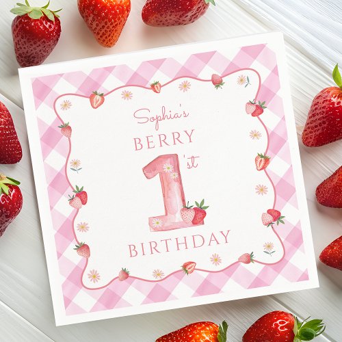 Strawberry 1st Birthday Party Berry First Sweet Napkins