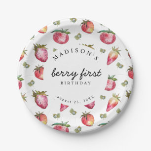 Strawberry 1st Birthday Party Berry First Sweet Pa Paper Plates