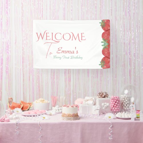 Strawberry 1st Birthday Party Berry First Welcome  Banner