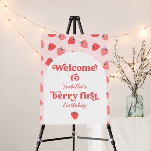 Strawberry 1st Birthday Party Berry First Welcome  Foam Board