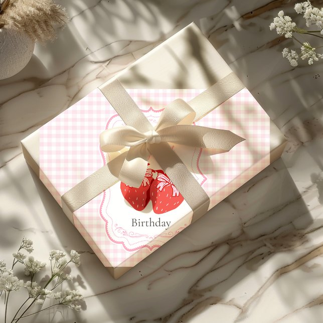 Strawberry 1st Birthday Party Berry First  Wrapping Paper Sheets (Creator Uploaded)