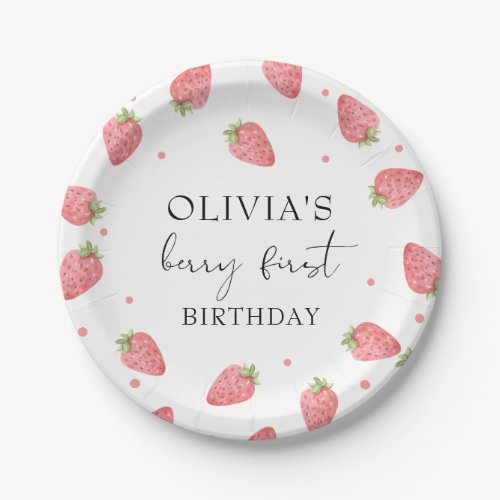 Strawberry 1st Birthday Party Berry Paper Plate