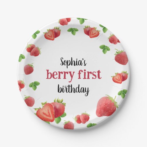 Strawberry 1st Birthday Party Berry Sweet Paper Plates