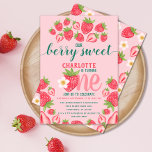 Strawberry 1st Birthday Party Berry Sweet Pink Invitation at Zazzle