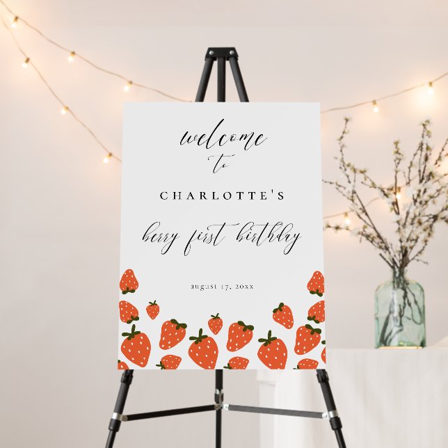 Strawberry 1st Birthday Party Foam Board (In Situ (Stand))