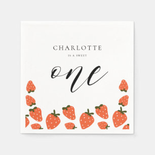 Strawberry 1st Birthday Party Napkins
