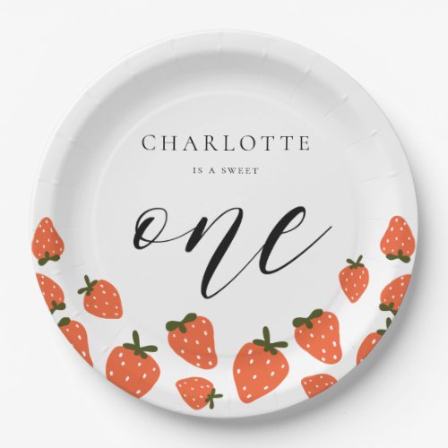 Strawberry 1st Birthday Party Paper Plates