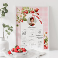 Strawberry 1st birthday party photo milestone