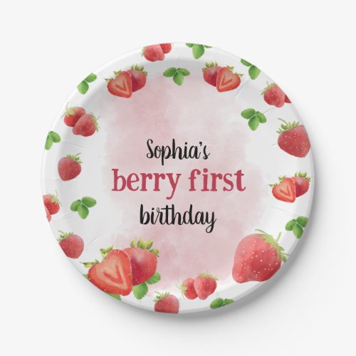 Strawberry 1st Birthday Party Sweet Berry Paper Plates