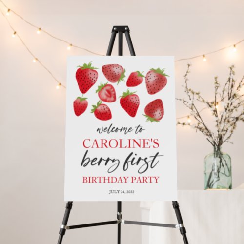 Strawberry 1st Birthday Poster  Sign Board