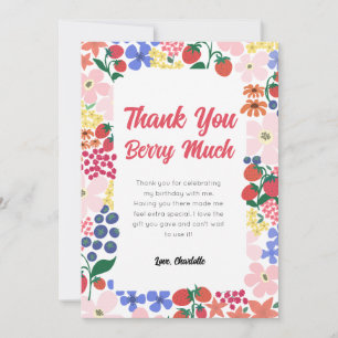 Strawberry 1st Birthday Thank You Card