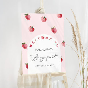 Strawberry 1st birthday welcome foam board