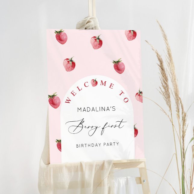 Strawberry 1st birthday welcome foam board (Creator Uploaded)