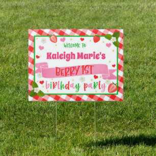 Strawberry 1st Birthday Yard Sign