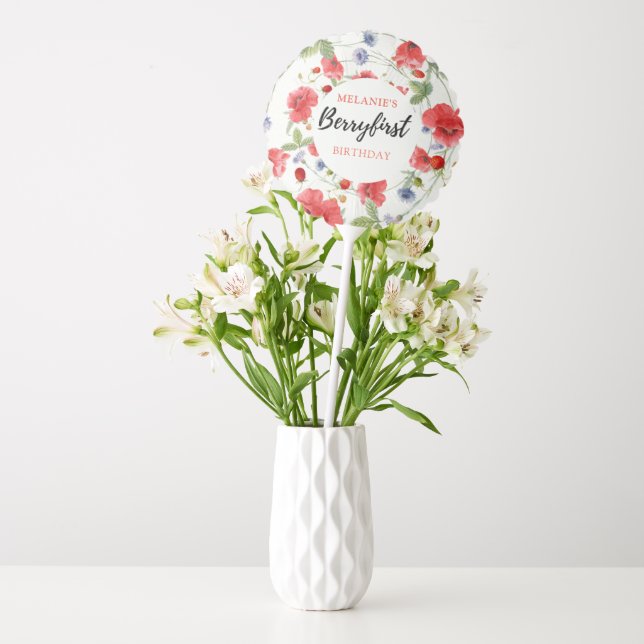 Strawberry 1st Girl Birthday Party | Berry First Balloon (Vase)