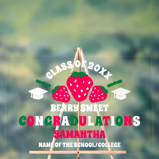 Strawberry 2026 Congratulations Graduate Acrylic Sign (Neutral)
