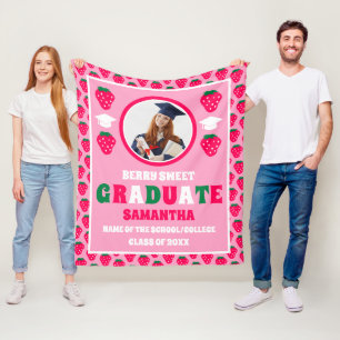 Strawberry 2026 Graduate Photo Graduation Fleece Blanket