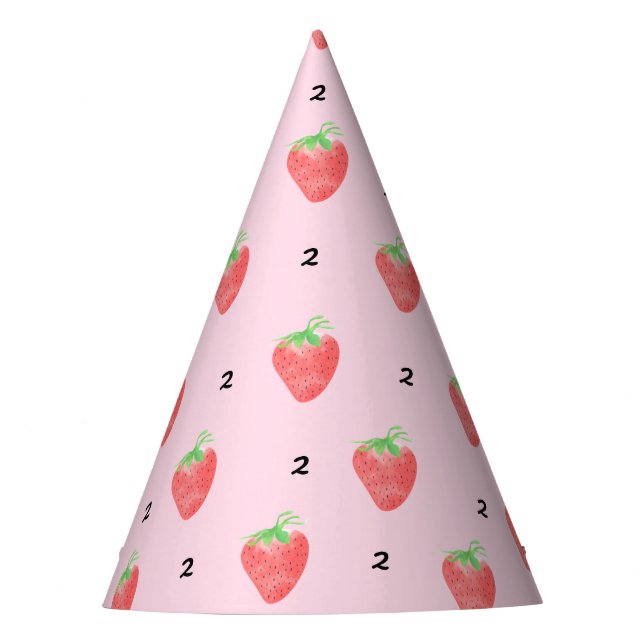 Strawberry 2nd Birthday Party Berry First Birthday Party Hat (Front)