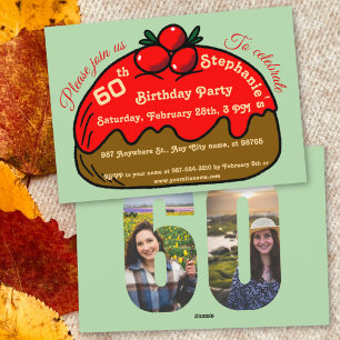 Strawberry 60th Birthday Party Choco Donut Dessert Invitation
