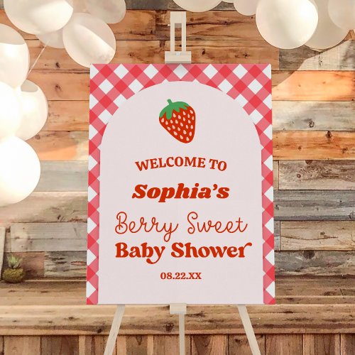 Strawberry A Berry Sweet Baby Shower Welcome Sign
