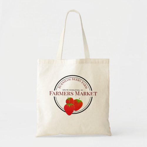 Strawberry  Add City State Farmers Market Tote Bag