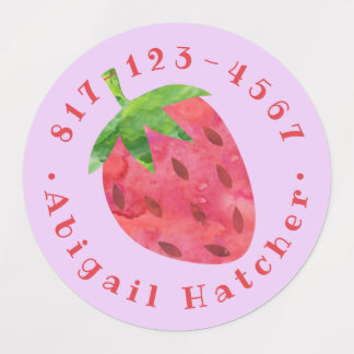 Strawberry Adhesive Iron-on Label Circle