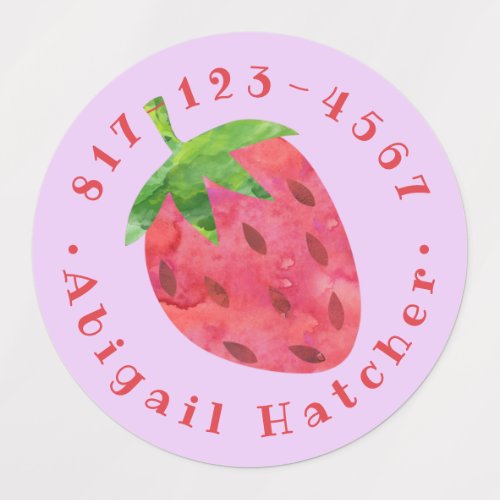 Strawberry Adhesive Iron_on Label Circle