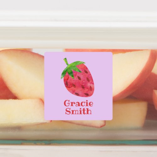 Strawberry Adhesive Kids Label Square