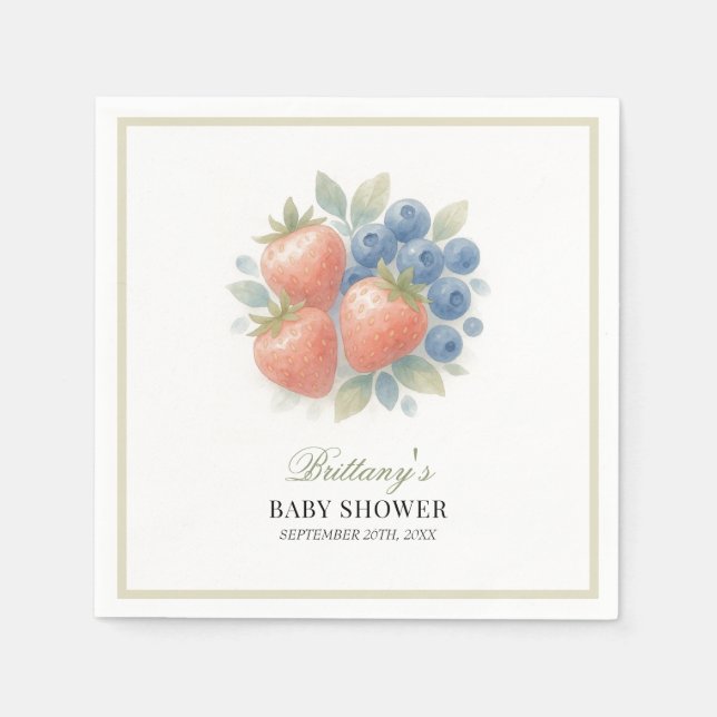 Strawberry and Blueberry Baby Shower  Napkins (Front)