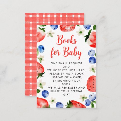 Strawberry and Blueberry Books For Baby Enclosure Card