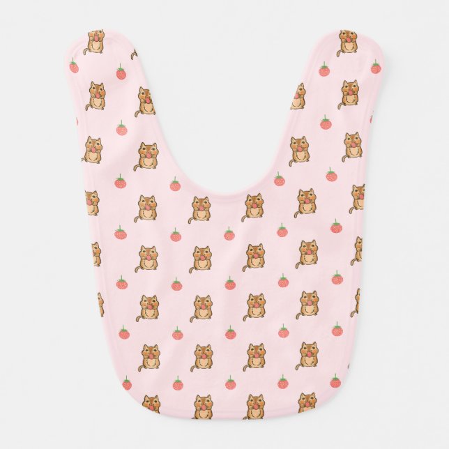 strawberry and chipmunk pattern baby bib (Front)
