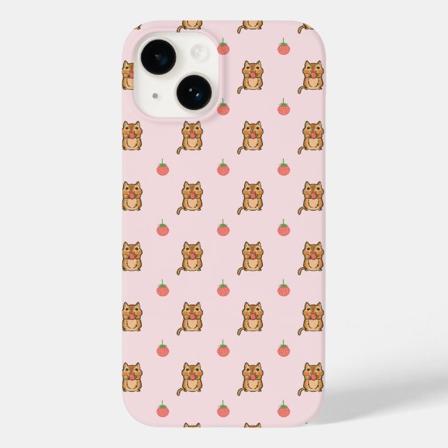 strawberry and chipmunk pattern Case-Mate iPhone case (Back)