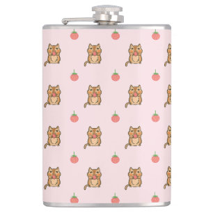 strawberry and chipmunk pattern flask