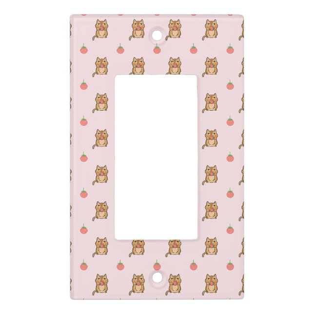 strawberry and chipmunk pattern light switch cover (Front)