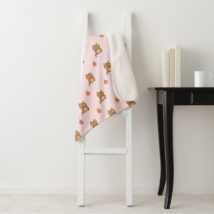 strawberry and chipmunk pattern sherpa blanket