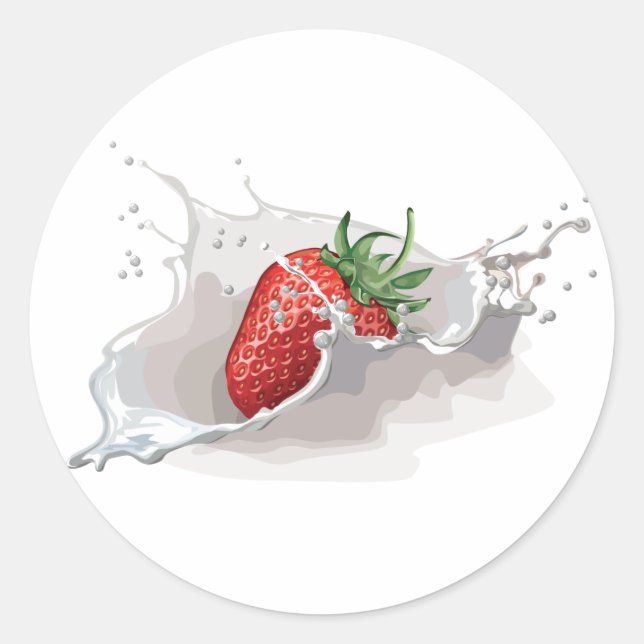 Strawberry and Cream Classic Round Sticker (Front)