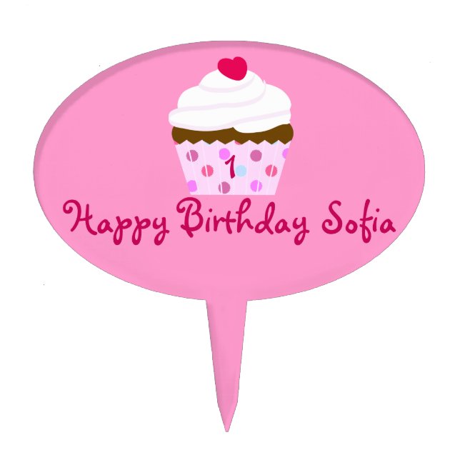 Strawberry and Cream Cupcake Cake Pick (Front)