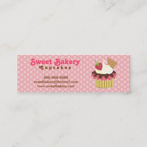 Strawberry and Cream Cupcake Mini Business Cards