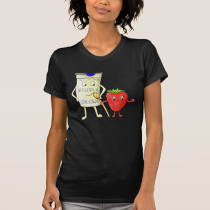 Strawberry and Cream Funny Love Illustration T-Shirt