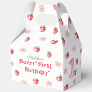 Strawberry and Daisy Berry First Birthday Favor Boxes