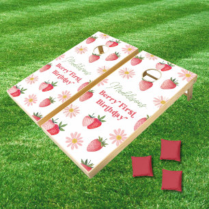 Strawberry and Daisy Berry First Birthday Summer Cornhole Set