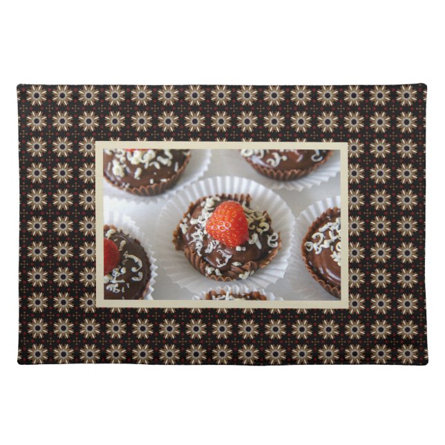 Strawberry and Dark Chocolate Mousse Dessert Cloth Placemat (Front)