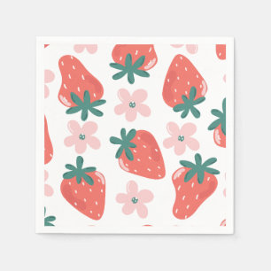 Strawberry and flower pattern napkins