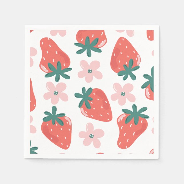 Strawberry and flower pattern napkins (Front)