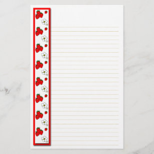 Strawberry and Flowers Lined Stationery