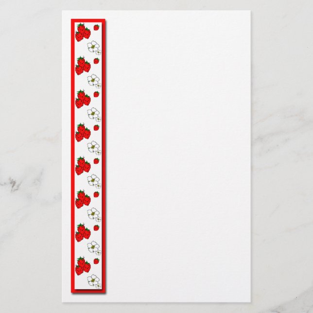 Strawberry and Flowers Stationery (Front)