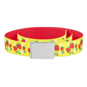 Strawberry and Flowers Yellow Pattern Belt