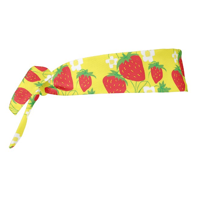 Strawberry and Flowers Yellow Pattern Tie Headband (Rotate 270)